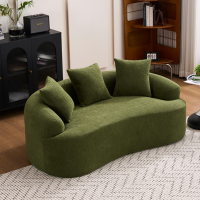 ACKERMAN Canapé 2 Places Modulaire Incurvé De Style Contemporain – Taille Compacte, Incluant Trois Coussins Décoratifs, Idéal Pour Petits Appartements, Pas De Montage Requis – Vert - Publicité ACKERMAN Canapé 2 Places Modulaire Incurvé De Style Contemporain – Taille Compacte, Incluant Trois Coussins Décoratifs, Idéal Pour Petits Appartements, Pas De Montage Requis – Vert - Publicité