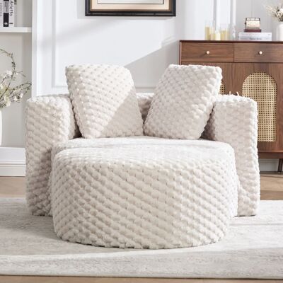 ACKERMAN Énorme Fauteuil En Mousse Sans Ossature Avec Pouf En Boîte, Fauteuil D'Appoint Confortable En Peluche Synthétique, Canapé Lazy Individuel Pour Salon/chambre – Sans Montage Requis, Dimensions : 130×115 - Publicité ACKERMAN Énorme Fauteuil En Mousse Sans Ossature Avec Pouf En Boîte, Fauteuil D'Appoint Confortable En Peluche Synthétique, Canapé Lazy Individuel Pour Salon/chambre – Sans Montage Requis, Dimensions : 130×115 - Publicité