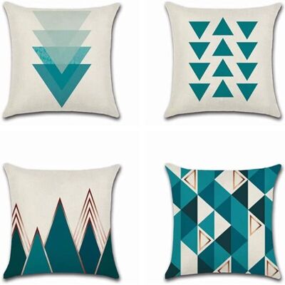 OEM 4 Pcs Housses De Coussin 45 X 45 Cm, Carré Décoratif Taie D'Oreiller Canapé Housse Coussin Bleu Triangle Imprimé Motif Géométrique Coton Lin Décoration Maison Pour Chambre Salon Bureau - Publicité OEM 4 Pcs Housses De Coussin 45 X 45 Cm, Carré Décoratif Taie D'Oreiller Canapé Housse Coussin Bleu Triangle Imprimé Motif Géométrique Coton Lin Décoration Maison Pour Chambre Salon Bureau - Publicité