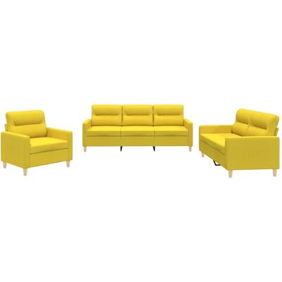 Maison Exclusive - Ensemble De Canapés 3 Pcs Avec Coussins Jaune Clair Tissu - Publicité Maison Exclusive - Ensemble De Canapés 3 Pcs Avec Coussins Jaune Clair Tissu - Publicité