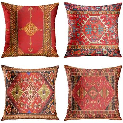 Scotch 4pcs Housse De Coussin Rouge Orientale Turque - Décoration D'Intérieur - Style Tribal Ethnique Persan - Pour Salon, Canapé, Sofa, 45 X 45 Cm - Publicité Scotch 4pcs Housse De Coussin Rouge Orientale Turque - Décoration D'Intérieur - Style Tribal Ethnique Persan - Pour Salon, Canapé, Sofa, 45 X 45 Cm - Publicité