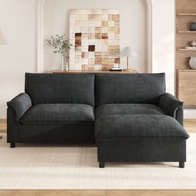 LEMONBEST Canapé D'Angle Cloud Modulable 216x77x82 Cm Assise Profonde Pouf Mobile Avec Coffre Dossier Haut Convertible Lit Noir Salon - Publicité LEMONBEST Canapé D'Angle Cloud Modulable 216x77x82 Cm Assise Profonde Pouf Mobile Avec Coffre Dossier Haut Convertible Lit Noir Salon - Publicité