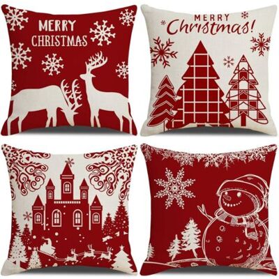 SCORPIO Housse De Coussin Noel 45x45cm, Lot De 4 Noël Décoratif Canapé En Coton Et Lin Noël Pour Canapé Lit Chambre Chaise Jardin-décoration Noël Rouge - Publicité SCORPIO Housse De Coussin Noel 45x45cm, Lot De 4 Noël Décoratif Canapé En Coton Et Lin Noël Pour Canapé Lit Chambre Chaise Jardin-décoration Noël Rouge - Publicité