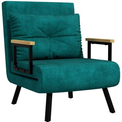 ARRIGONI Fauteuil Convertible 1 Place Fauteuil-lit Chauffeuse 3 En 1 Dossier Réglable Oreiller Tissu Velours 63x73x81cm Vert - Publicité ARRIGONI Fauteuil Convertible 1 Place Fauteuil-lit Chauffeuse 3 En 1 Dossier Réglable Oreiller Tissu Velours 63x73x81cm Vert - Publicité