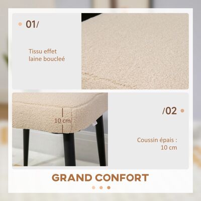 OEM Repose-pied Ottoman Laine Bouclée Acier 42x42x44 Cm Beige - Publicité OEM Repose-pied Ottoman Laine Bouclée Acier 42x42x44 Cm Beige - Publicité
