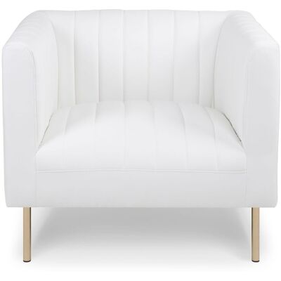 MENZZO Fauteuil Moderne À Coutures Verticales Sacramento Simili Blanc - Publicité MENZZO Fauteuil Moderne À Coutures Verticales Sacramento Simili Blanc - Publicité