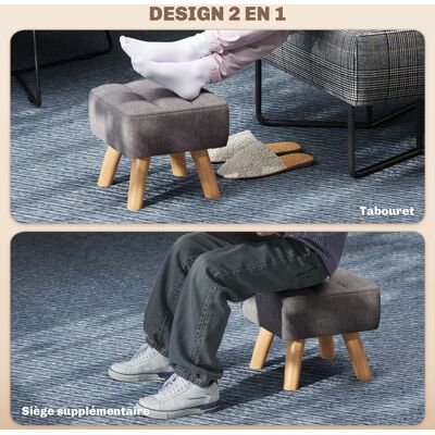 OEM Repose-pied Ottoman Tissu Bois 27x27x26 Cm Gris - Publicité OEM Repose-pied Ottoman Tissu Bois 27x27x26 Cm Gris - Publicité