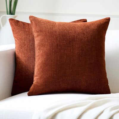 LBJFYHJN Housse De Coussin - Lot De 2 - Chenille - Fermeture Éclair Invisible - Canapé Salon - Orange Rouillé 45x45 Cm - Publicité LBJFYHJN Housse De Coussin - Lot De 2 - Chenille - Fermeture Éclair Invisible - Canapé Salon - Orange Rouillé 45x45 Cm - Publicité