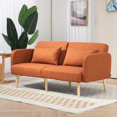 OEM Homcom Canapé Convertible 3 Places Design Clic Clac - Dossier Inclinable, Accoudoirs Réglables, Tissu Effet Lin, Marron - Publicité OEM Homcom Canapé Convertible 3 Places Design Clic Clac - Dossier Inclinable, Accoudoirs Réglables, Tissu Effet Lin, Marron - Publicité