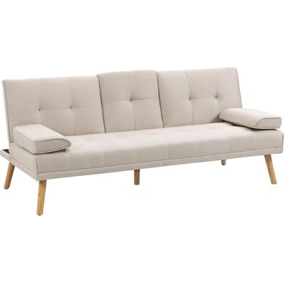 OEM Canapé-lit 3 Places Avec Table Rabattable, Revêtement En Tissu Aspect Lin, Design Scandinave, Charge Maximale De 250 Kg, Pour Salon - Publicité OEM Canapé-lit 3 Places Avec Table Rabattable, Revêtement En Tissu Aspect Lin, Design Scandinave, Charge Maximale De 250 Kg, Pour Salon - Publicité