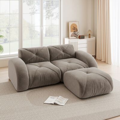 OEM Canapé Deux Places Moderne Avec Pouf, Idéal Pour Le Salon, Avec Un Design Antidérapant Et Un Tissu Doux. Publicité OEM Canapé Deux Places Moderne Avec Pouf, Idéal Pour Le Salon, Avec Un Design Antidérapant Et Un Tissu Doux. Publicité