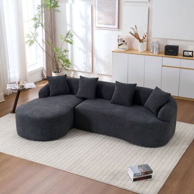ACKERMAN Canapé Modulaire Incurvé - Méridienne Gauche + Canapé 2 Places, En L, Revêtement En Chenille, Sans Montage, Confortable Et Élégant Pour Salon, Appartement Et Bureau - Gris Foncé - Publicité ACKERMAN Canapé Modulaire Incurvé - Méridienne Gauche + Canapé 2 Places, En L, Revêtement En Chenille, Sans Montage, Confortable Et Élégant Pour Salon, Appartement Et Bureau - Gris Foncé - Publicité