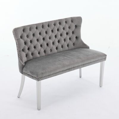 ALMASTORE Banc Double De Salle À Manger En Velours, Assise Cuisine Et Salle À Manger, Banc Capitonné 2 Places Avec Boutons Faits Main, Dossier Aile, Pieds En Acier Inoxydable Brossé Argent, Style Moderne Du Mil - Publicité ALMASTORE Banc Double De Salle À Manger En Velours, Assise Cuisine Et Salle À Manger, Banc Capitonné 2 Places Avec Boutons Faits Main, Dossier Aile, Pieds En Acier Inoxydable Brossé Argent, Style Moderne Du Mil - Publicité
