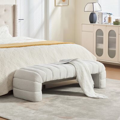 ACKERMAN Banquette De Lit Capitonnée Moderne En Chenille Sans Accoudoirs Avec Capitonnage À Rainures, Chaise Longue Et Pouf Pour Salon, Chambre, Entrée, Ivoire - Publicité ACKERMAN Banquette De Lit Capitonnée Moderne En Chenille Sans Accoudoirs Avec Capitonnage À Rainures, Chaise Longue Et Pouf Pour Salon, Chambre, Entrée, Ivoire - Publicité
