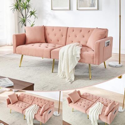 OEM Canapé Deux Places Moderne En Velours, Dossier Réglable En 3 Positions, 2 Coussins Inclus, Pieds En Métal Robustes, Doux Et Confortable Pour Salon, Appartement En Location, Petit Appartement, Rose - Publicité OEM Canapé Deux Places Moderne En Velours, Dossier Réglable En 3 Positions, 2 Coussins Inclus, Pieds En Métal Robustes, Doux Et Confortable Pour Salon, Appartement En Location, Petit Appartement, Rose - Publicité