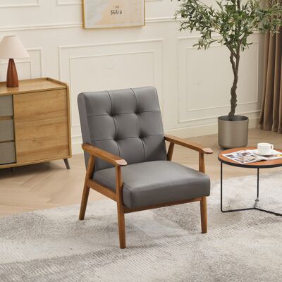 ACKERMAN Fauteuil De Salon En Cuir Véritable Avec Accoudoirs Couleur Noyer Et Pieds En Bois De Caoutchouc, Fauteuil Confortable Pour Salon - Publicité ACKERMAN Fauteuil De Salon En Cuir Véritable Avec Accoudoirs Couleur Noyer Et Pieds En Bois De Caoutchouc, Fauteuil Confortable Pour Salon - Publicité