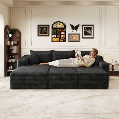 OEM Canapé D’angle Moderne Minimaliste Avec Motif Nuage, Hauteur 241 Cm, Assise Profonde, Sans Montage Requis, Couleur Noire, Idéal Pour Salon - Publicité OEM Canapé D’angle Moderne Minimaliste Avec Motif Nuage, Hauteur 241 Cm, Assise Profonde, Sans Montage Requis, Couleur Noire, Idéal Pour Salon - Publicité