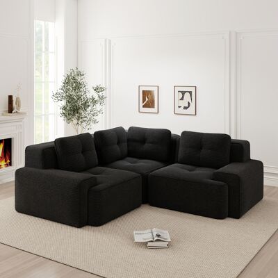 ACKERMAN Canapé Sans Ossature Pour Salon, Canapé De Bureau, Canapé Modulaire Combinable, Canapé Capitonné À Assise Profonde En Tissu Côtelé, Sans Montage, Design Antidérapant, Noir - Publicité ACKERMAN Canapé Sans Ossature Pour Salon, Canapé De Bureau, Canapé Modulaire Combinable, Canapé Capitonné À Assise Profonde En Tissu Côtelé, Sans Montage, Design Antidérapant, Noir - Publicité