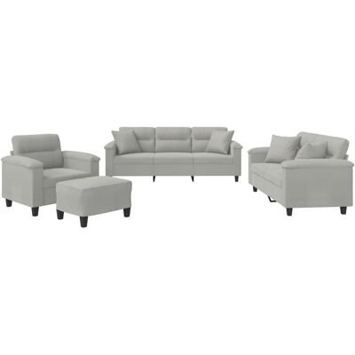 Maison Exclusive - Ensemble De Canapés 4 Pcs Coussins Gris Clair Tissu Microfibre - Publicité Maison Exclusive - Ensemble De Canapés 4 Pcs Coussins Gris Clair Tissu Microfibre - Publicité