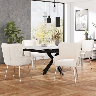 ACKERMAN Chaise De Salle À Manger En Velours, Lot De 4, Luxueux, Salon, Chambre À Coucher, Fauteuil Lounge Avec Quatre Pieds De Support En Métal Argenté, Avec Accoudoirs Et Pieds Réglables, Support Lombaire, B - Publicité ACKERMAN Chaise De Salle À Manger En Velours, Lot De 4, Luxueux, Salon, Chambre À Coucher, Fauteuil Lounge Avec Quatre Pieds De Support En Métal Argenté, Avec Accoudoirs Et Pieds Réglables, Support Lombaire, B - Publicité