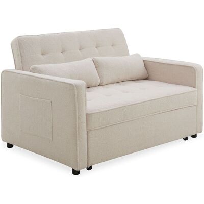 MENZZO Canapé Convertible 2 Places Komaria Tissu Bouclette Crème - Publicité MENZZO Canapé Convertible 2 Places Komaria Tissu Bouclette Crème - Publicité