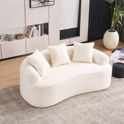 ACKERMAN Canapé Modulaire 2 Places Incurvé Style Contemporain - Taille Compacte, Inclus 3 Coussins Décoratifs, Idéal Pour Petits Studios, Appartements, Sans Montage Nécessaire - Blanc Cassé - Publicité ACKERMAN Canapé Modulaire 2 Places Incurvé Style Contemporain - Taille Compacte, Inclus 3 Coussins Décoratifs, Idéal Pour Petits Studios, Appartements, Sans Montage Nécessaire - Blanc Cassé - Publicité