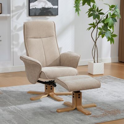 ACKERMAN Fauteuil Relax Nordique Multifonctionnel Pivotant Avec Pouf, Tissu Chenille, Embase En Bois Massif Avec Support En Métal Pour Un Design Beau, Stable Et Fiable. Taupe Clair - Publicité ACKERMAN Fauteuil Relax Nordique Multifonctionnel Pivotant Avec Pouf, Tissu Chenille, Embase En Bois Massif Avec Support En Métal Pour Un Design Beau, Stable Et Fiable. Taupe Clair - Publicité