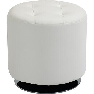 A MOON Repose Pied Salon Pivotant À 360°, Ottoman Rond Rembourré En Pu Avec Base En Acier, Ø 45,5 X 44,5 Cm, Blanc - Publicité A MOON Repose Pied Salon Pivotant À 360°, Ottoman Rond Rembourré En Pu Avec Base En Acier, Ø 45,5 X 44,5 Cm, Blanc - Publicité