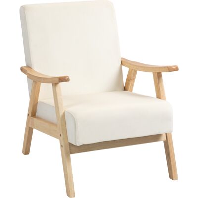 OEM Fauteuil Rembourré, Garnissage En Mousse, Structure En Bois D'Hévéa, Blanc Crème - Publicité OEM Fauteuil Rembourré, Garnissage En Mousse, Structure En Bois D'Hévéa, Blanc Crème - Publicité