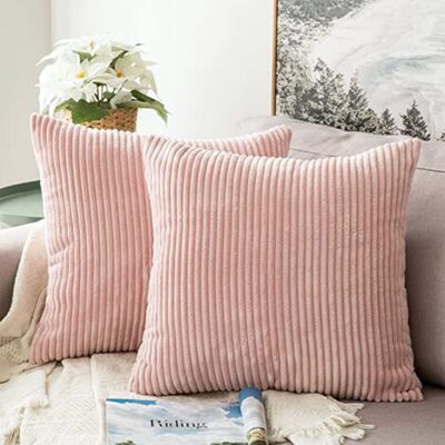 Bunthaus Housses De Coussin En Velours Côtelé Décoratives, 45x45 Cm, Rose, Pour Canapé, Salon, Chambre. Publicité Bunthaus Housses De Coussin En Velours Côtelé Décoratives, 45x45 Cm, Rose, Pour Canapé, Salon, Chambre. Publicité