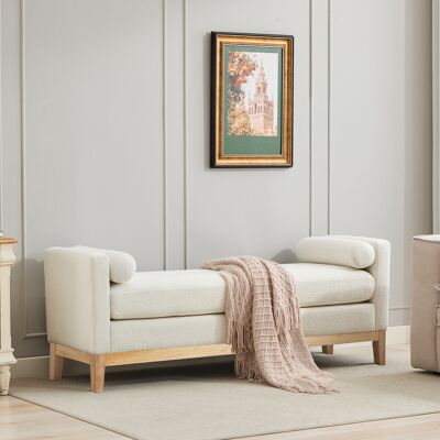 ACKERMAN Banquette Élégante Avec Pieds En Bois Et 2 Coussins, Méridienne Et Pouf Pour Pied De Lit, Chambre, Salon Et Entrée, Ivoire - Publicité ACKERMAN Banquette Élégante Avec Pieds En Bois Et 2 Coussins, Méridienne Et Pouf Pour Pied De Lit, Chambre, Salon Et Entrée, Ivoire - Publicité