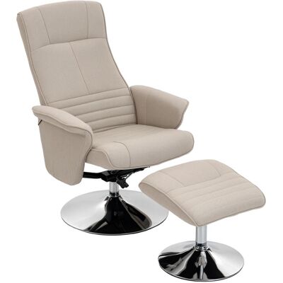 OEM Fauteuil Relax Inclinable 135° Pivotant 360° Avec Repose-pieds Revêtement Tissu Beige - Publicité OEM Fauteuil Relax Inclinable 135° Pivotant 360° Avec Repose-pieds Revêtement Tissu Beige - Publicité