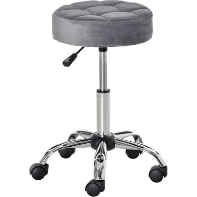 OEM Fauteuil De Salon À Roulettes, Tabouret Pivotant Réglable En Hauteur, Mousse Effet Velours, Base Chromée, Gris Clair, 35 X 35 X 49-61 Cm - Publicité OEM Fauteuil De Salon À Roulettes, Tabouret Pivotant Réglable En Hauteur, Mousse Effet Velours, Base Chromée, Gris Clair, 35 X 35 X 49-61 Cm - Publicité