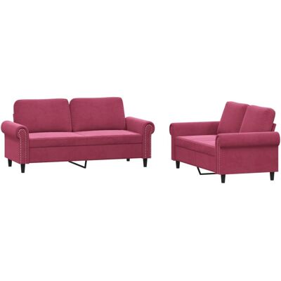 Maison Exclusive - Ensemble De Canapés 2 Pcs Avec Coussins Rouge Bordeaux Velours - Publicité Maison Exclusive - Ensemble De Canapés 2 Pcs Avec Coussins Rouge Bordeaux Velours - Publicité