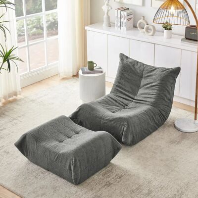 SANS MARQUE Canapé 1 Places En Tissu Teddy Doux - Fauteuil Relax Au Sol Sans Accoudoirs Avec Dossier Inclinable Et Repose-pieds- Design Scandinave-pour Salon/chambre/gaming (gris) - Publicité SANS MARQUE Canapé 1 Places En Tissu Teddy Doux - Fauteuil Relax Au Sol Sans Accoudoirs Avec Dossier Inclinable Et Repose-pieds- Design Scandinave-pour Salon/chambre/gaming (gris) - Publicité