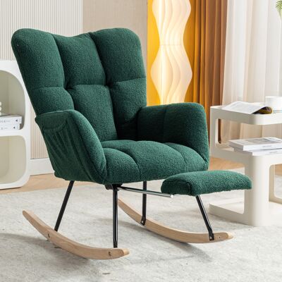 ACKERMAN Nouveau Fauteuil À Bascule Moderne Capitonné En Tissu Teddy, Avec Repose-pieds Extractible, Vert - Publicité ACKERMAN Nouveau Fauteuil À Bascule Moderne Capitonné En Tissu Teddy, Avec Repose-pieds Extractible, Vert - Publicité