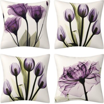 OEM Lot De 4 Housses De Coussin En Lin, Style Bohème, Motif Fleur Violette, 45x45 Cm, Pour Salon, Canapé, Lit. Publicité OEM Lot De 4 Housses De Coussin En Lin, Style Bohème, Motif Fleur Violette, 45x45 Cm, Pour Salon, Canapé, Lit. Publicité