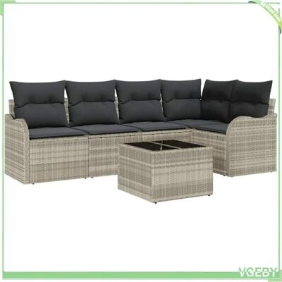 OEM Ensemble De Canapé De Jardin 6 Pcs - Fafeicy - 3354381 - Gris Clair - Polyrotin - Modulaire - Publicité OEM Ensemble De Canapé De Jardin 6 Pcs - Fafeicy - 3354381 - Gris Clair - Polyrotin - Modulaire - Publicité