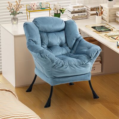 ACKERMAN Lazy Chair, Relaxing Chair With Metal Frame And A Side Pocket, Simple Style Comfy Chairs For Bedrooms Living Room Balcony - Publicité ACKERMAN Lazy Chair, Relaxing Chair With Metal Frame And A Side Pocket, Simple Style Comfy Chairs For Bedrooms Living Room Balcony - Publicité