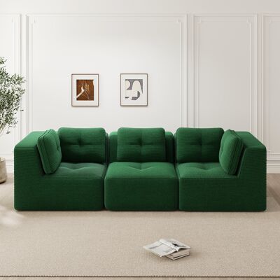 MIDUODUO Canapé Sectionnel Trois Places Sans Cadre Velours Côtelé Doux. Siège Profond Sans Installation Pour Aménagement Salon,vert. Publicité MIDUODUO Canapé Sectionnel Trois Places Sans Cadre Velours Côtelé Doux. Siège Profond Sans Installation Pour Aménagement Salon,vert. Publicité