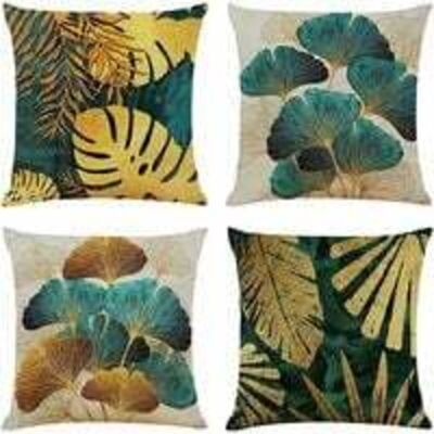 BRINSEA Lot De 4 Housses De Coussin 4545 Cm Carrées En Feuilles Vertes Et Dorées Housse Coussins De Canapé En Lin Pour Taies D'Oreiller De Canapé Salon - Publicité BRINSEA Lot De 4 Housses De Coussin 4545 Cm Carrées En Feuilles Vertes Et Dorées Housse Coussins De Canapé En Lin Pour Taies D'Oreiller De Canapé Salon - Publicité