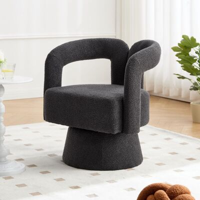 OEM Fauteuils D'Appoint Pivotants À 360° En Forme De Tonneau, Fauteuils Ronds Avec Rembourrage Large, Fauteuil En Tissu Moelleux Pour Salon, Chambre, Bureau, Salle D'Attente, Gris Foncé - Publicité OEM Fauteuils D'Appoint Pivotants À 360° En Forme De Tonneau, Fauteuils Ronds Avec Rembourrage Large, Fauteuil En Tissu Moelleux Pour Salon, Chambre, Bureau, Salle D'Attente, Gris Foncé - Publicité