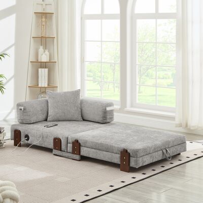 ACKERMAN 2-in-1 Folding Sofa With Sleep Function & Usb & Type C Port & Storage,compact Sofa Bed With Armrests For Small Spaces ,guest Room & Loft - Light Grey - Publicité ACKERMAN 2-in-1 Folding Sofa With Sleep Function & Usb & Type C Port & Storage,compact Sofa Bed With Armrests For Small Spaces ,guest Room & Loft - Light Grey - Publicité