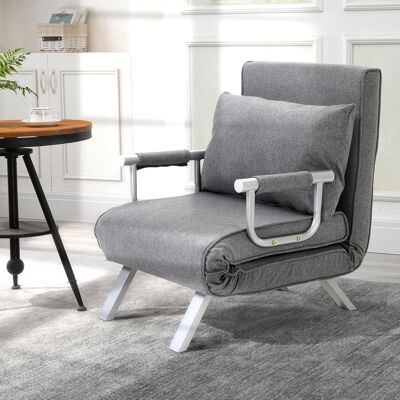 OEM Homcom Fauteuil Chauffeuse Canapé-lit Convertible 1 Place - Déhoussable, Grand Confort, Accoudoirs En Métal, Lin Gris Clair - Publicité OEM Homcom Fauteuil Chauffeuse Canapé-lit Convertible 1 Place - Déhoussable, Grand Confort, Accoudoirs En Métal, Lin Gris Clair - Publicité
