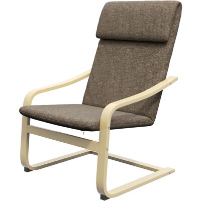 OEM Fauteuil Avec Appui-tête Et Accoudoirs, Revêtement Aspect Lin, Structure En Bois, Marron Et Naturel - Publicité OEM Fauteuil Avec Appui-tête Et Accoudoirs, Revêtement Aspect Lin, Structure En Bois, Marron Et Naturel - Publicité