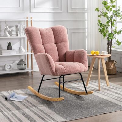OEM Fauteuil À Bascule Moderne Du Milieu Du Siècle 009 En Tissu Teddy Avec Revêtement Capitonné, Assise Rembourrée Pour Salon Et Chambre, Rose - Publicité OEM Fauteuil À Bascule Moderne Du Milieu Du Siècle 009 En Tissu Teddy Avec Revêtement Capitonné, Assise Rembourrée Pour Salon Et Chambre, Rose - Publicité