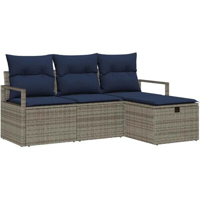 Maison Exclusive - Ensemble De Canapés Avec Coussin 4 Pcs Gris Et Marine Polyrotin - Publicité Maison Exclusive - Ensemble De Canapés Avec Coussin 4 Pcs Gris Et Marine Polyrotin - Publicité