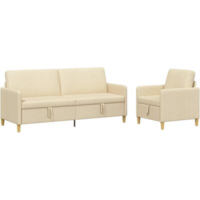 Canapé Avec Rangement 2 Pcs Crème Polyester Vidaxl - Publicité Canapé Avec Rangement 2 Pcs Crème Polyester Vidaxl - Publicité