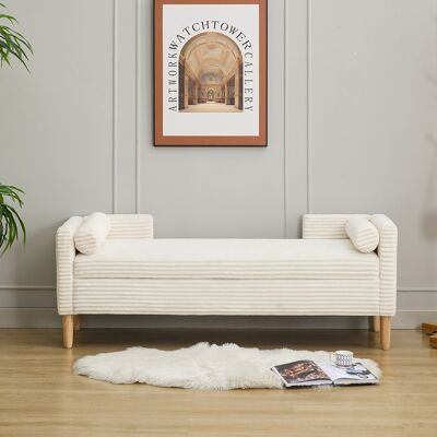 ACKERMAN Pouf De Rangement En Velours Avec Accoudoirs, Dossier Et Deux Coussins Roulants – Pour Salon, Entrée Et Chambre À Coucher, Ivoire - Publicité ACKERMAN Pouf De Rangement En Velours Avec Accoudoirs, Dossier Et Deux Coussins Roulants – Pour Salon, Entrée Et Chambre À Coucher, Ivoire - Publicité