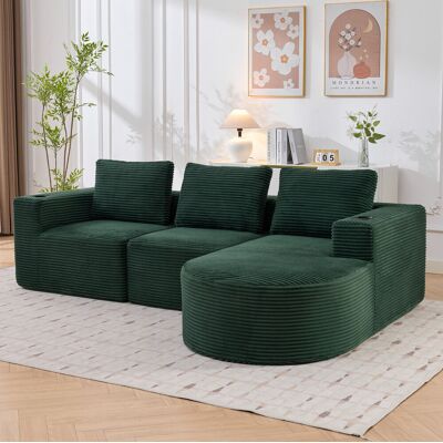 BEAOK Canapé 2 Places En Polyester Vert Rétro Avec 3 Coussins Et 2 Porte-gobelets, Idéal Pour Petits Espaces - Publicité BEAOK Canapé 2 Places En Polyester Vert Rétro Avec 3 Coussins Et 2 Porte-gobelets, Idéal Pour Petits Espaces - Publicité